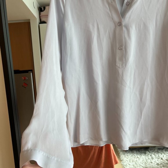 Vince Silk Half Button Down Blouse in Lilac - Picture 6 of 6